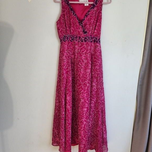 Newport News Pink V Neck Sleeveless Fully Lined Women's Maxi Dress  Size 10 - Picture 2 of 7